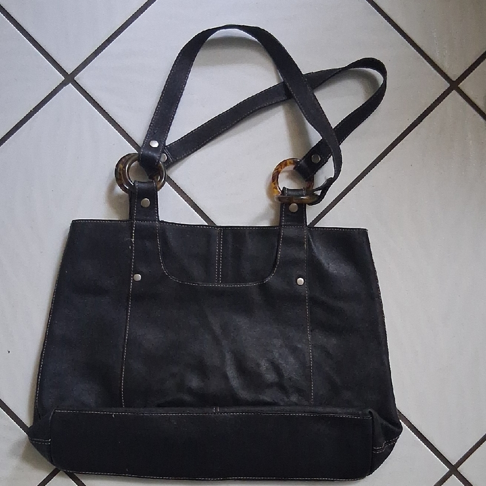 Elegant Black Leather Tote Bag